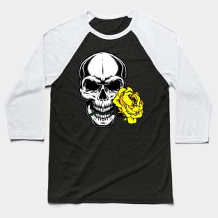 SKULL WITH YELLOW ROSE 03 Baseball T-Shirt